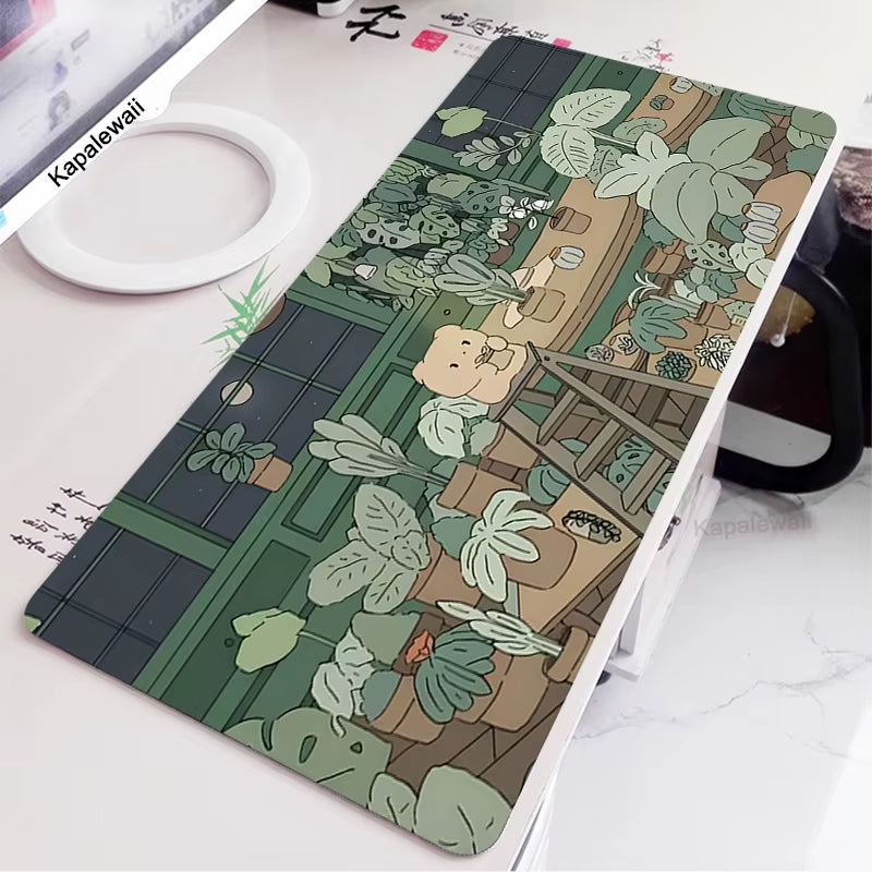 Green Frog Mouse Pad Gaming XL Computer HD Print Large Mousepad XXL Keyboard Mause Carpet Kawaii Cute Mouse Mat 900X400 Desk Pad