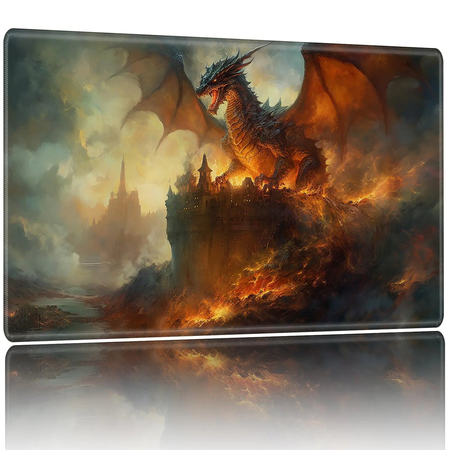 Playmat for MTGGame Mat 24 x 14 inches Non Slip Rubber Backing TCG and Board Game Mat for CardsMousepad Desk Mats-Firedragon