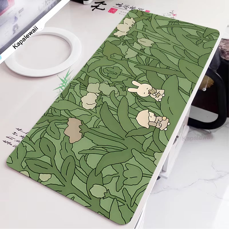 Green Frog Mouse Pad Gaming XL Computer HD Print Large Mousepad XXL Keyboard Mause Carpet Kawaii Cute Mouse Mat 900X400 Desk Pad