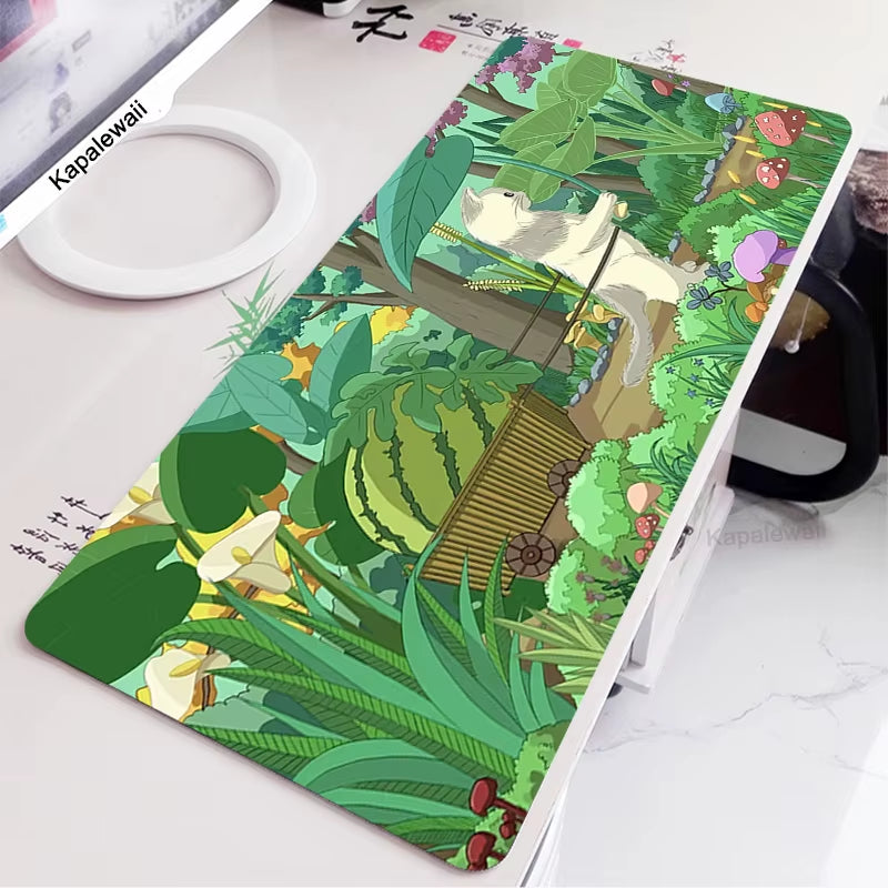 Green Frog Mouse Pad Gaming XL Computer HD Print Large Mousepad XXL Keyboard Mause Carpet Kawaii Cute Mouse Mat 900X400 Desk Pad