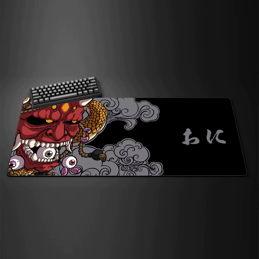 Game Mouse Pad Japanese Samurai Devil Mouse Pad Black Ghost Face Gamer Desk Pad Mouse Pad Carpet Accessories Table Pad
