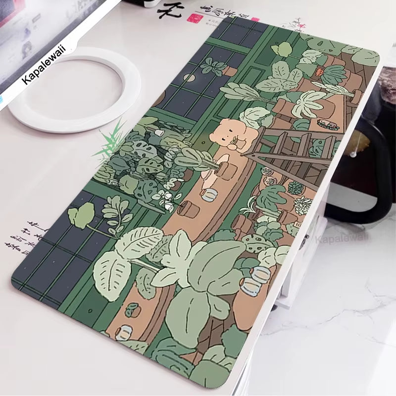 Green Frog Mouse Pad Gaming XL Computer HD Print Large Mousepad XXL Keyboard Mause Carpet Kawaii Cute Mouse Mat 900X400 Desk Pad