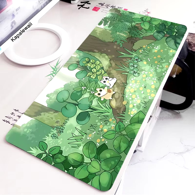 Green Frog Mouse Pad Gaming XL Computer HD Print Large Mousepad XXL Keyboard Mause Carpet Kawaii Cute Mouse Mat 900X400 Desk Pad