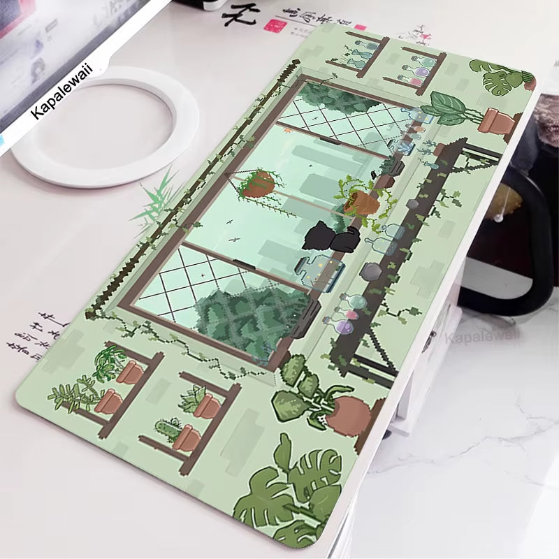 Green Frog Mouse Pad Gaming XL Computer HD Print Large Mousepad XXL Keyboard Mause Carpet Kawaii Cute Mouse Mat 900X400 Desk Pad