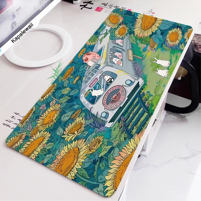 Green Frog Mouse Pad Gaming XL Computer HD Print Large Mousepad XXL Keyboard Mause Carpet Kawaii Cute Mouse Mat 900X400 Desk Pad