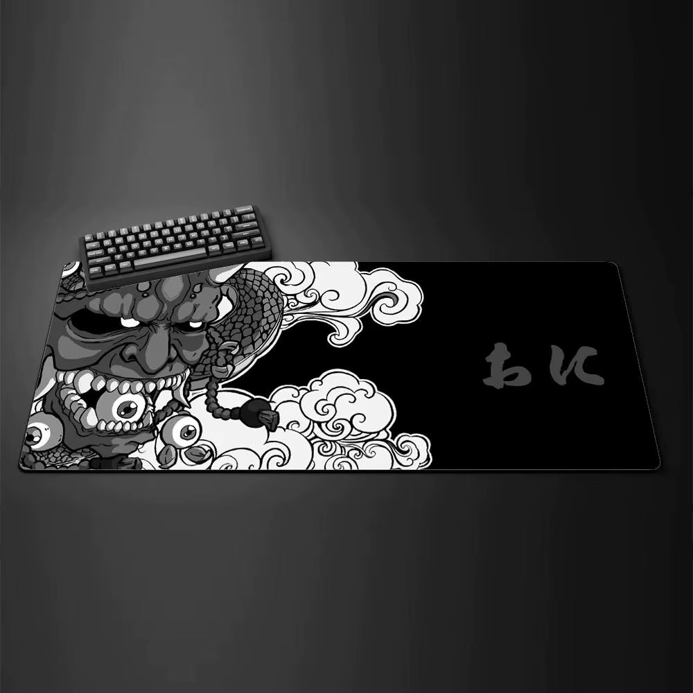 Game Mouse Pad Japanese Samurai Devil Mouse Pad Black Ghost Face Gamer Desk Pad Mouse Pad Carpet Accessories Table Pad